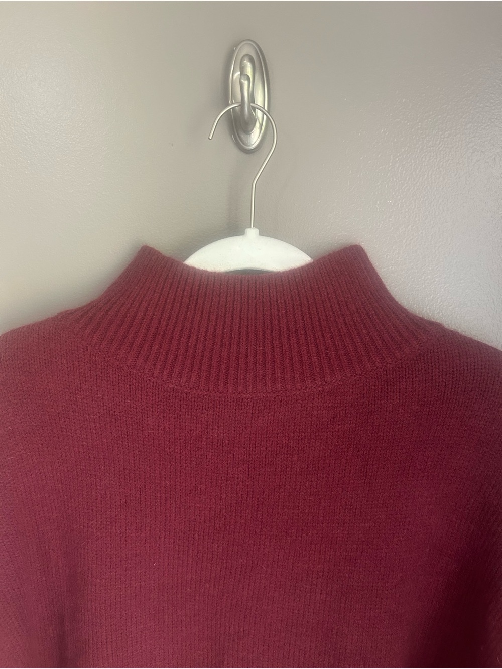 Mustard Seed Oversized Mock Neck High Low Sweater - Burgundy - Picture 7 of 15